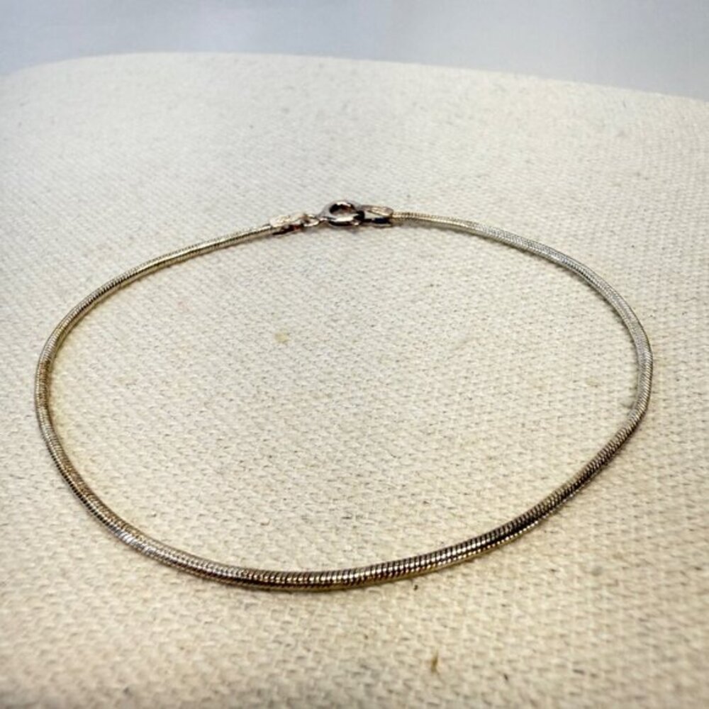 Sterling Silver Italian Snake Chain Bracelet Signed Minimal Dainty 7.5"‎